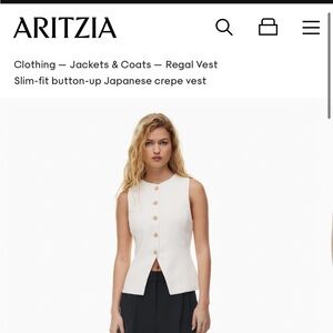 Aritzia Regal Vest Slim Fit Button Up